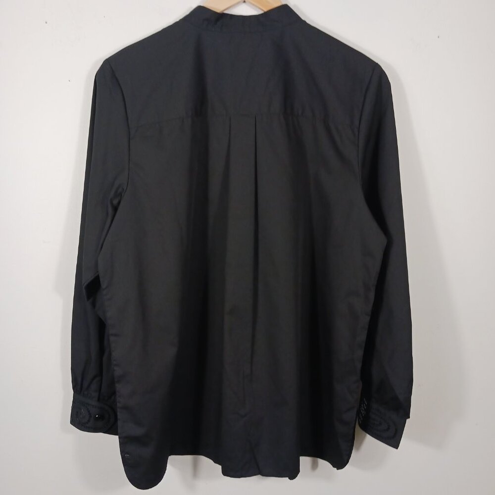 Bob Mackie NWT, Size Med., Black Button Down Shirt W/Sequins, Mandarin Collar - Picture 5 of 14